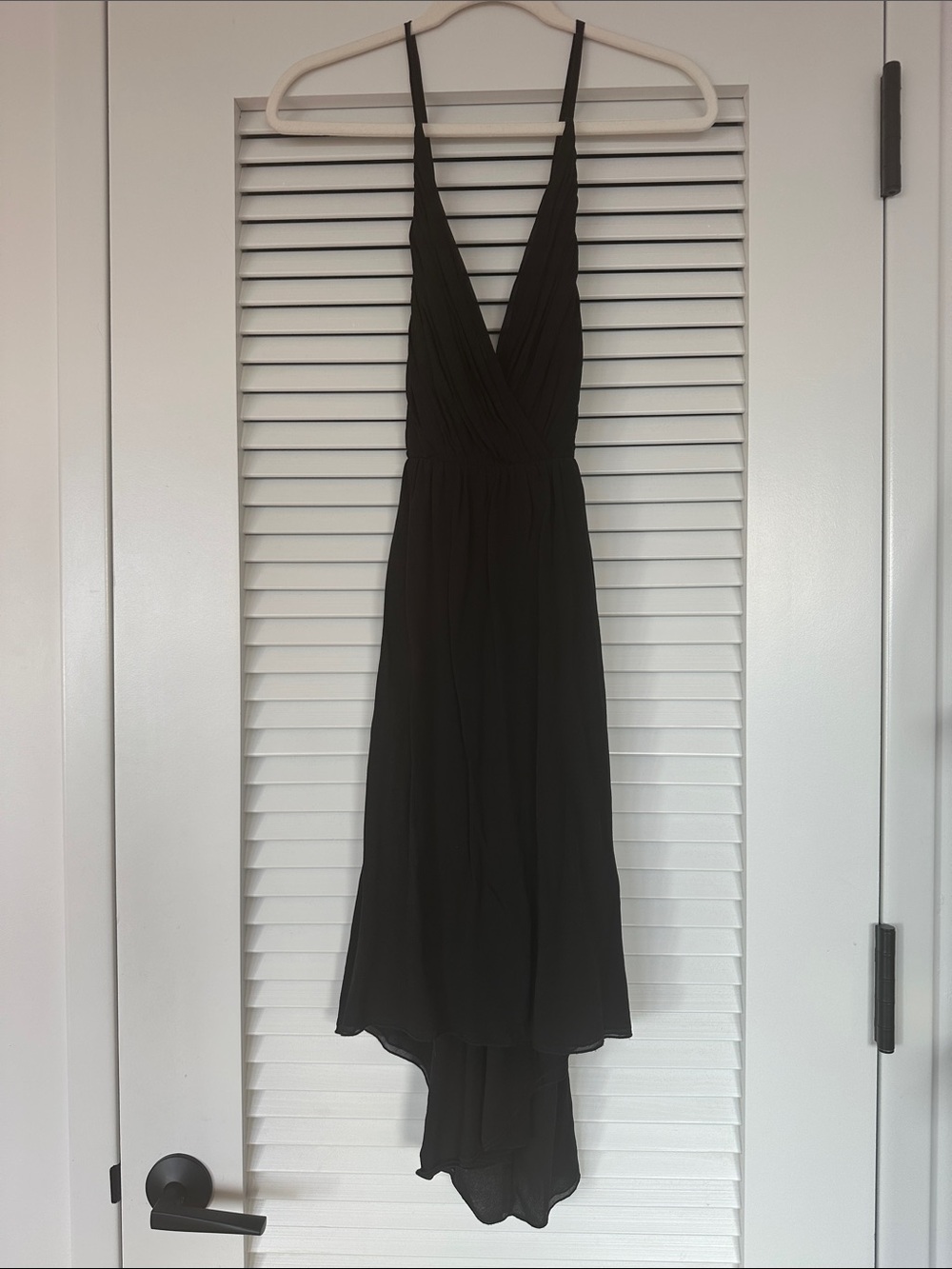 Alice + Olivia Black Silk High Low Dress Surplice Sleeveless Size M
